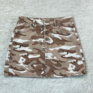 Pimkie collection tan corduroy button down denim mini skirt, 40 or small‎
